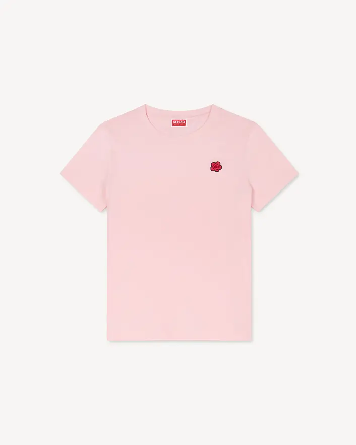 Boke Flower Embroidery T-Shirt in Pink front view