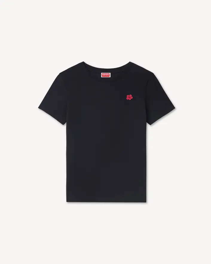 Boke Flower Embroidery T-Shirt in Black Tee front view