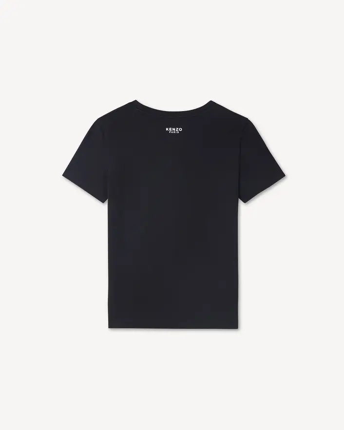 Boke Flower Embroidery T-Shirt in Black Tee back view