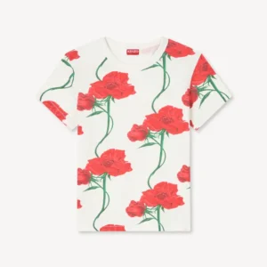 Kenzo Rose T-Shirt In White Front View