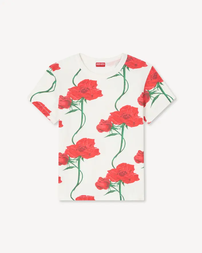 Kenzo Rose T-Shirt In White Front View