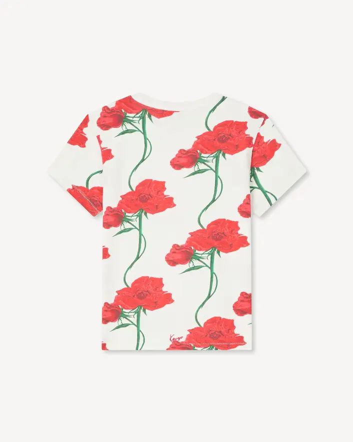 Kenzo Rose T-Shirt In White Back View