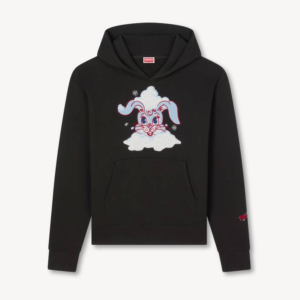 Kenzo Winter Holidays Hoodie in Black Cotton front view