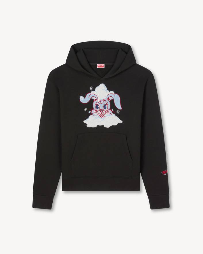 Kenzo Winter Holidays Hoodie in Black Cotton Front Kenzo Winter Holidays Hoodie in Black Cotton front view