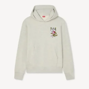 Kenzo Tiger Embroidered Hoodie in White front view