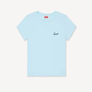 Kenzo Signature Small Fit T-Shirt in Sky Blue front view
