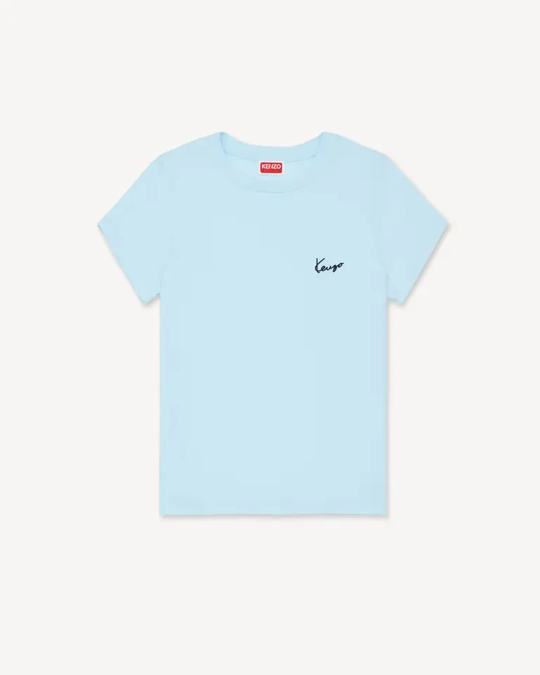 Kenzo Signature Small Fit T-Shirt in Sky Blue Front Kenzo Signature Small Fit T-Shirt in Sky Blue front view
