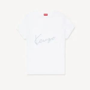 Kenzo Signature Small Fit T-Shirt in Off White front view
