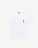 Kenzo Tulip Embroidered T-Shirt In White Front View