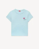 Kenzo Tulip Embroidered T-Shirt In Sky Blue Front View