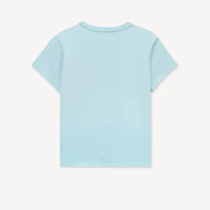 Kenzo Tulip Embroidered T-Shirt In Sky Blue Back View