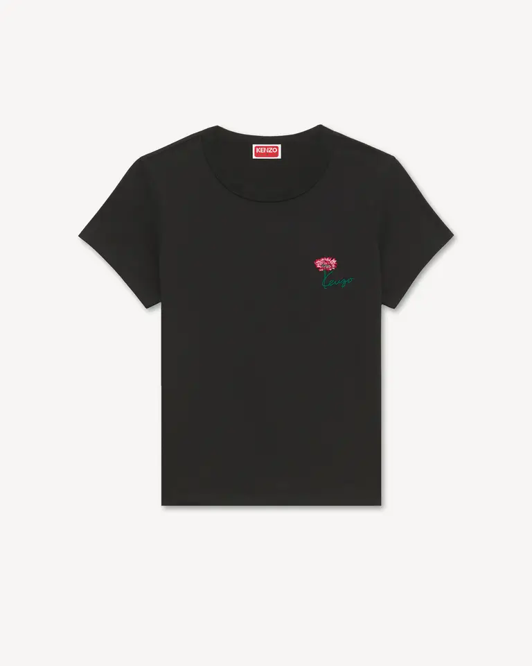KENZO Tulip Embroidered T-Shirt ブラック 前面 KENZO Tulip Embroidered T-Shirt ブラック フロントデザイン