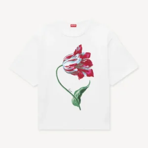 Kenzo Tulip' Loose T-Shirt in Off White front view