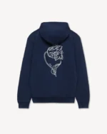 Kenzo Tulip Embroidered Zip-Up Hoodie in Blue back view