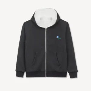 Kenzo Tulip Zip-Up Hoodie in Black front view