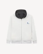 Kenzo Tulip Zip-Up Hoodie in Off White front view
