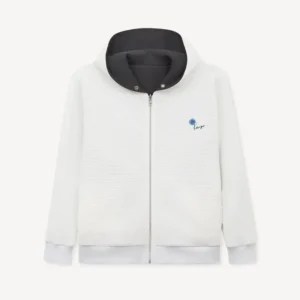Kenzo Tulip Zip-Up Hoodie in Off White front view