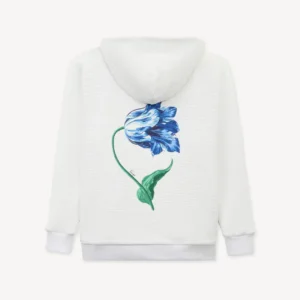 Kenzo Tulip Zip-Up Hoodie in Off White back view