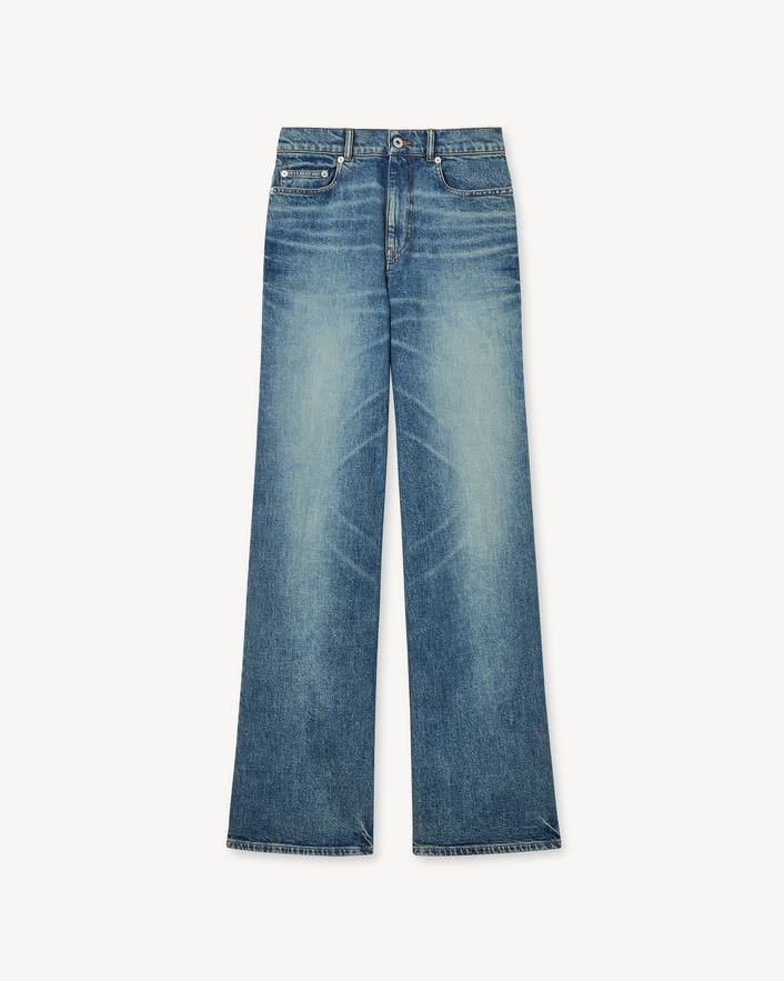 Kenzo ワイド ジーンズ イン ストレッチ Blue フロント Kenzo ワイド ジーンズ イン ストレッチ Blue 正面