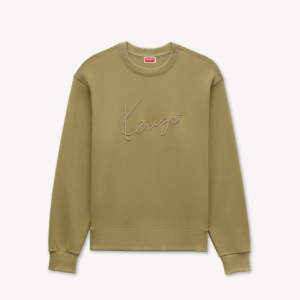 KENZO Signature エンブロイダリー スウェットシャツ カーキ フロント