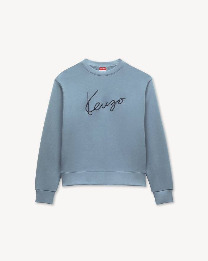 KENZO Signature エンブロイダリー スウェットシャツ アンスラサイトのフロントデザイン。 KENZO Signature エンブロイダリー スウェットシャツ アンスラサイト フロント