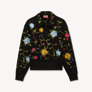 KENZO 刺繍ハーフジップ スウェット ブラック フロント